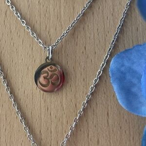 Stainless Steel Necklace with Om Disk Charm